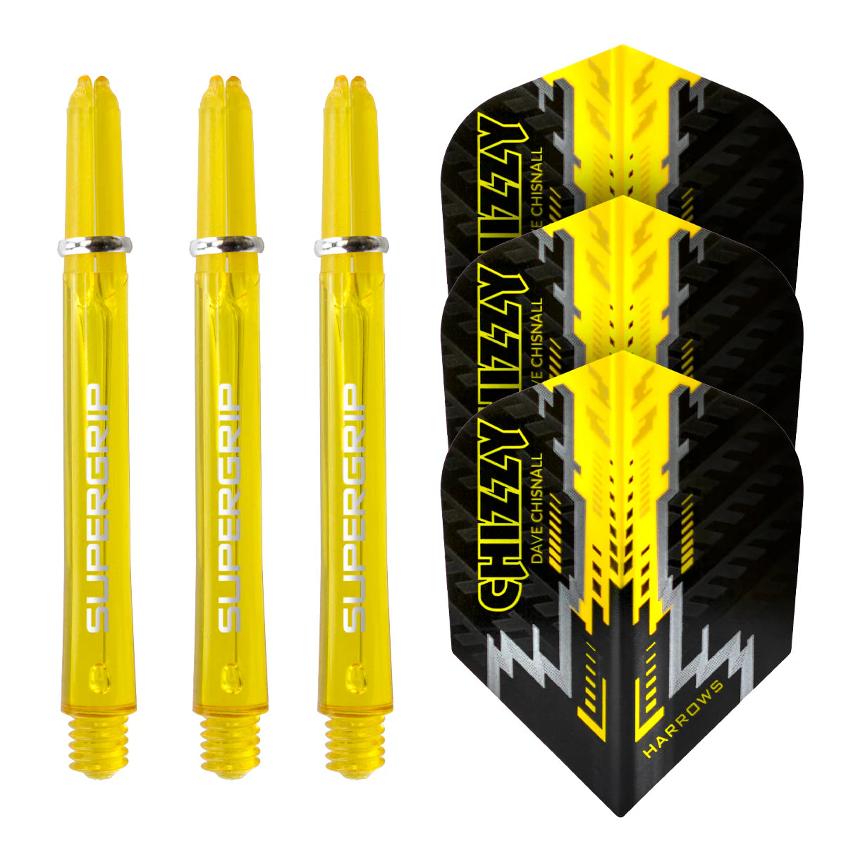 Harrows - Twin pack Supergrip - Flights / Shaft - Dave ''Chizzy'' Chisnall