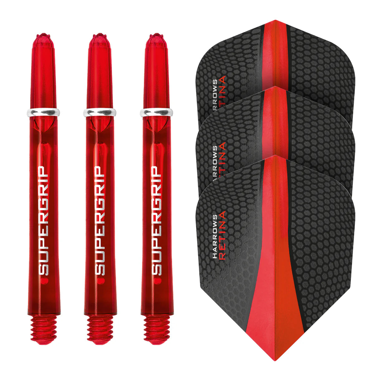 Harrows - Twin pack Supergrip - Flights / Shaft - Rood