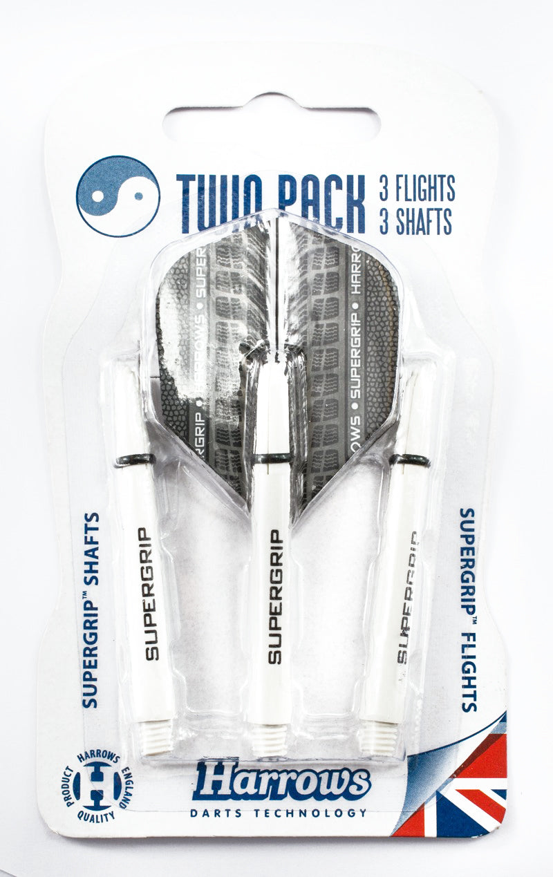 Harrows - Twin pack Supergrip - Flights /  Shaft - Wit