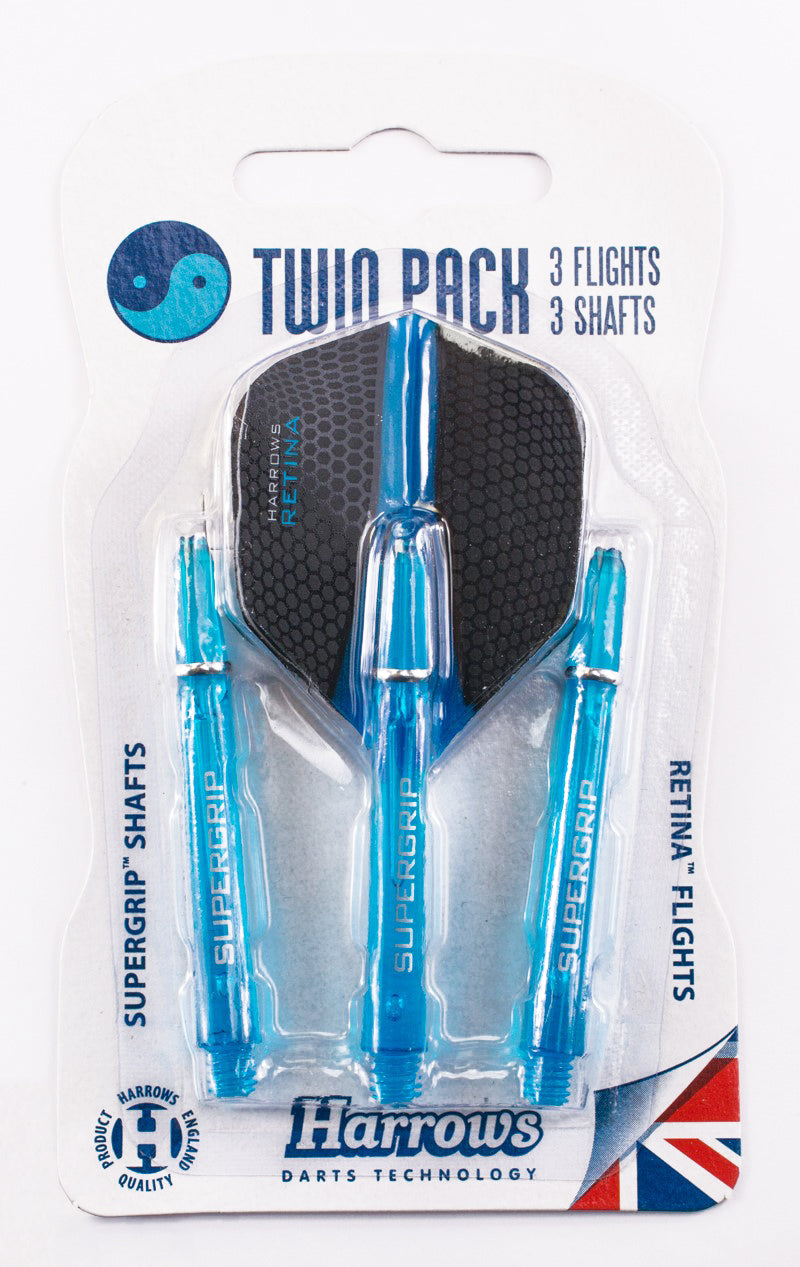 Harrows - Twin pack Supergrip - Flights /  Shaft - Aqua