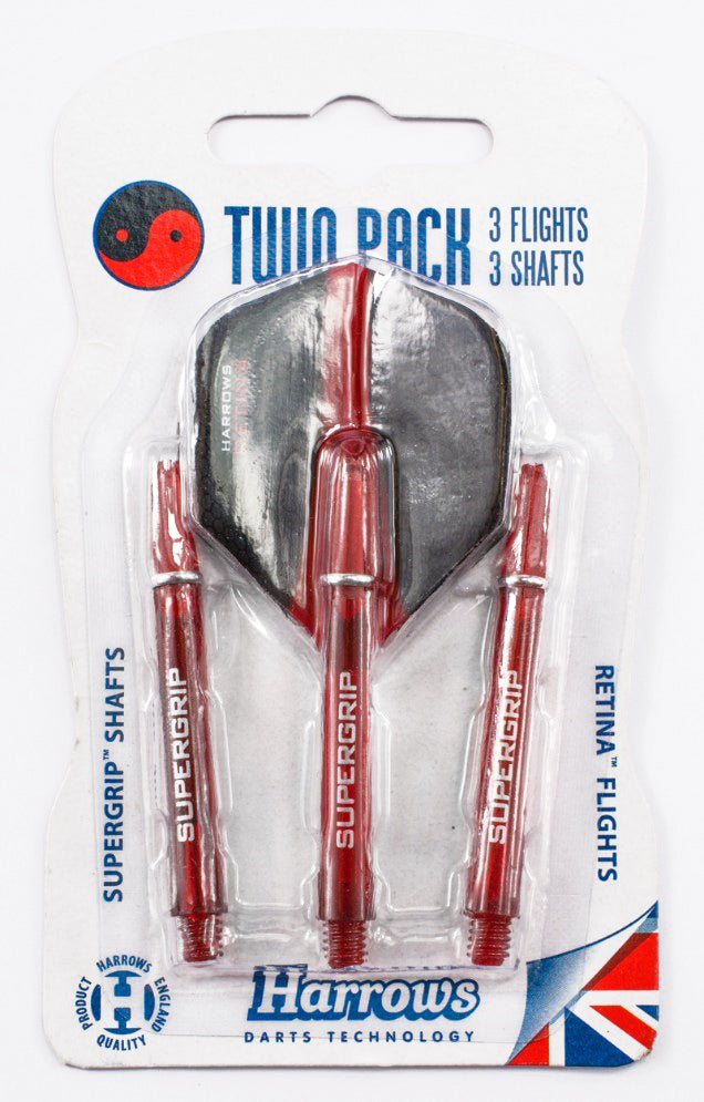 Harrows - Twin pack Supergrip - Flights /  Shaft - Rood