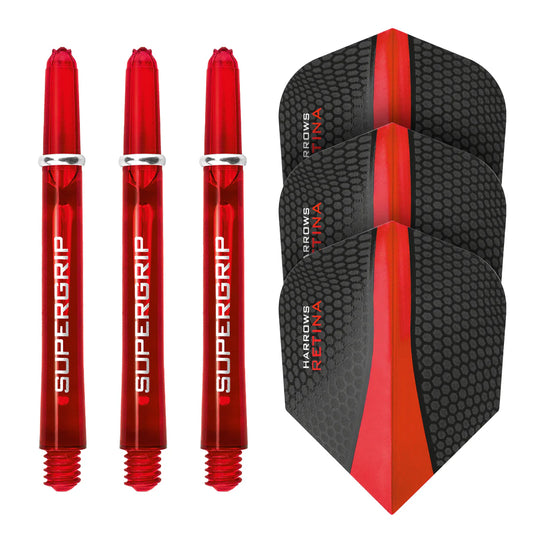 Harrows - Twin pack Supergrip - Flights /  Shaft - Rood