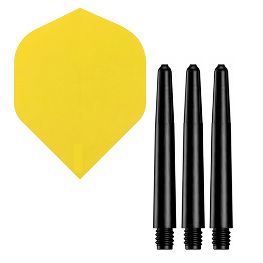 NACollectie - Combi-deal - In Between Shaft Zwart - 75 micron Flight Geel - 1 set